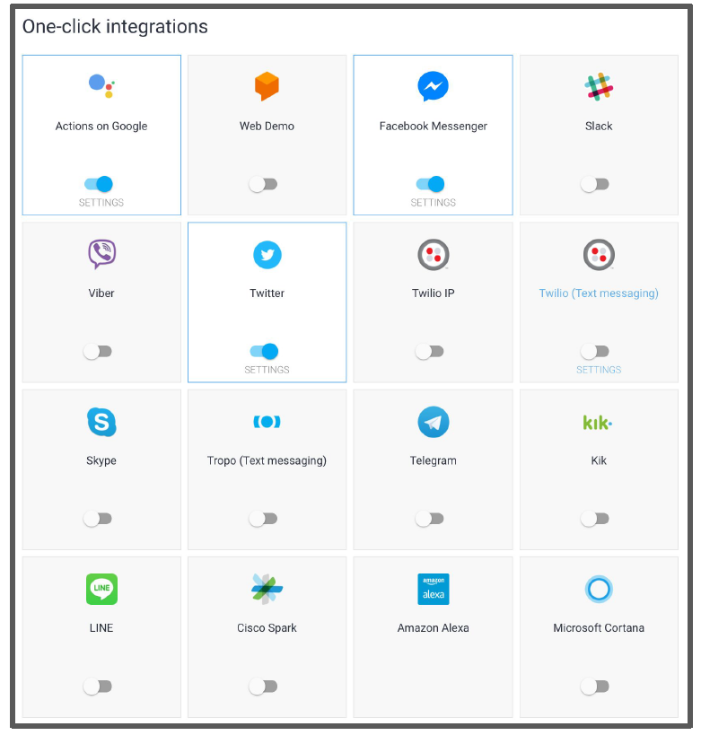 구글 dialogflow integration - 다양한 플랫폼에서 사용자와 연결 가능