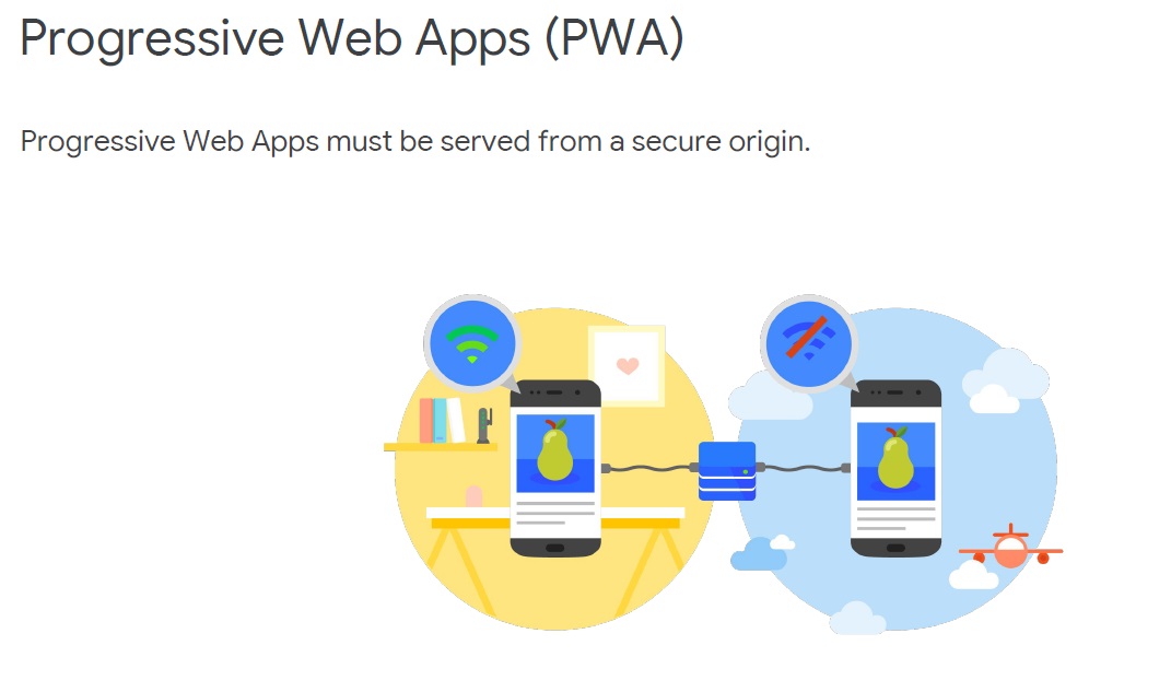 PWA(progressive web app)은 https만 지원함