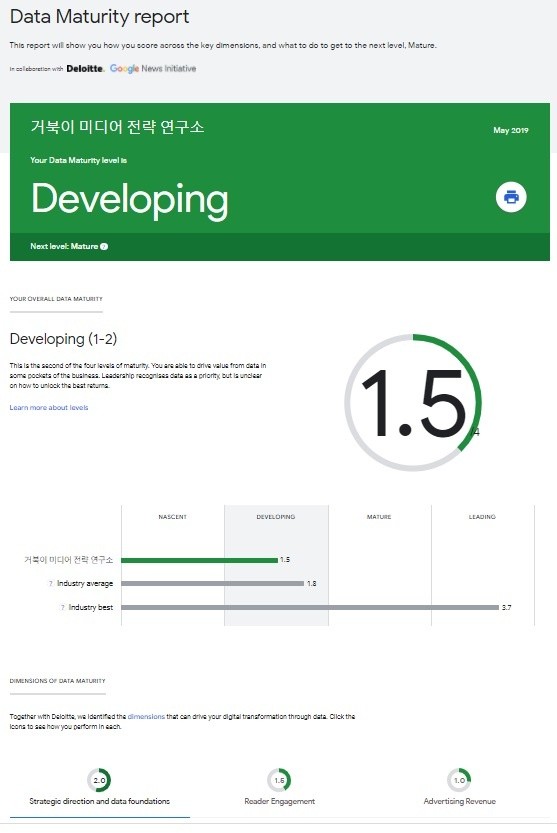 2019년 5월 거북이 미디어 전략 연구소 Data maturity assessment 결과 예제