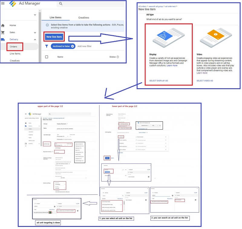 how to set up Google Ad Manager - create a new line item