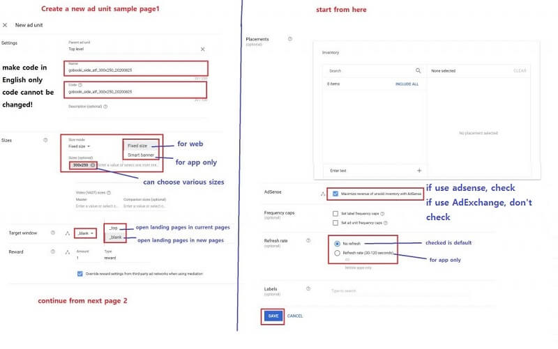 how to set up Google Ad Manager - ad unit setup sample