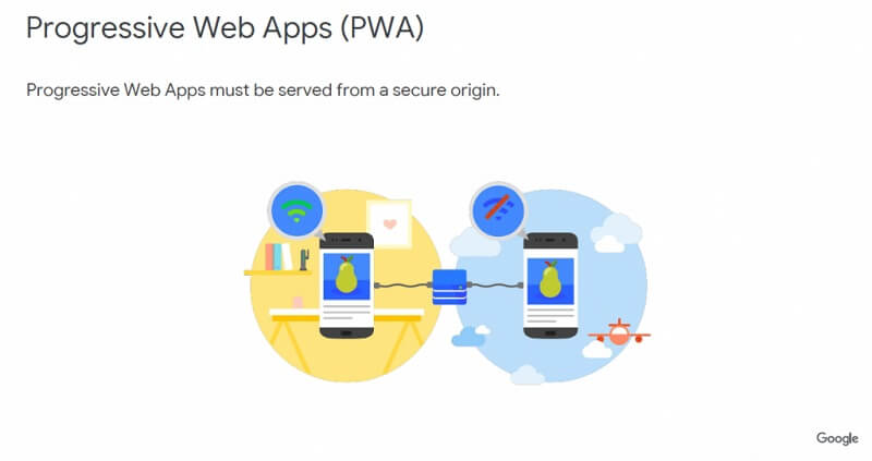 PWA(progressive web app)은 https만 지원함