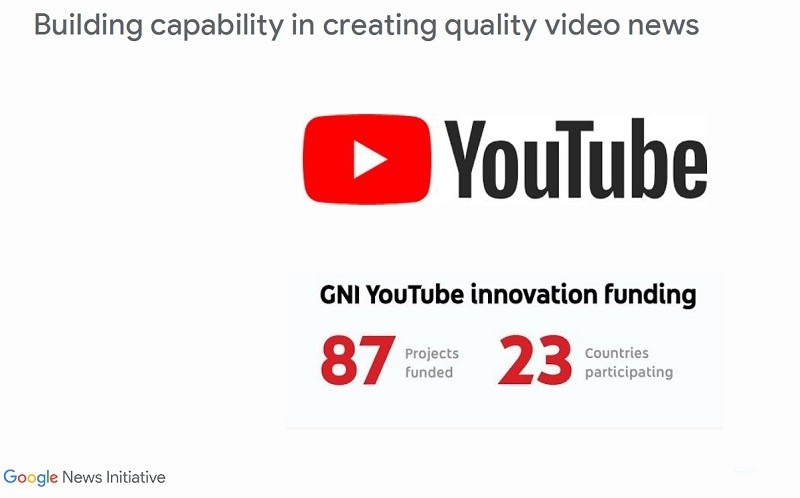 유튜브 구글 뉴스 이니셔티브(GNI) 펀드 87개 프로젝트 23개국