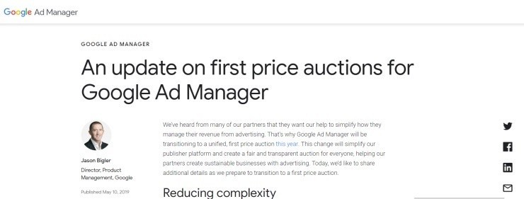 An update on first price auctions for Google Ad Manager