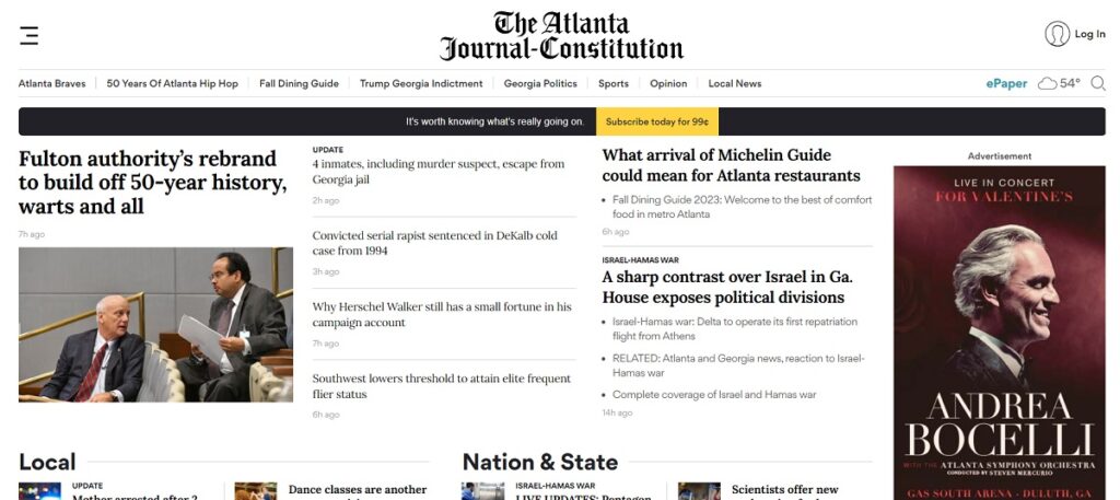 미국 지역신문의 구독자 확대를 위한 도전(The Atlanta Journal-Constitution 홈페이지 캡처)